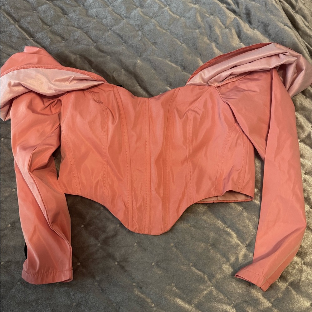 Club L London Pink Asymmetrical Bustier Blouse